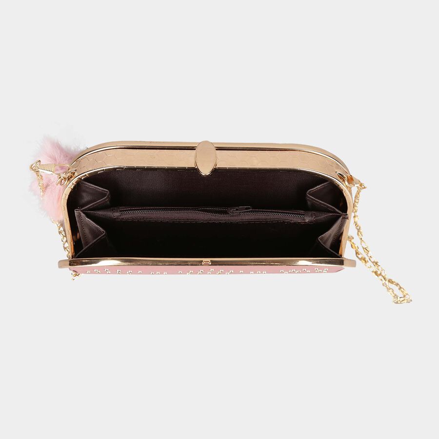 Women's Light Pink Polyurethane Clutch Bag, , large image number null