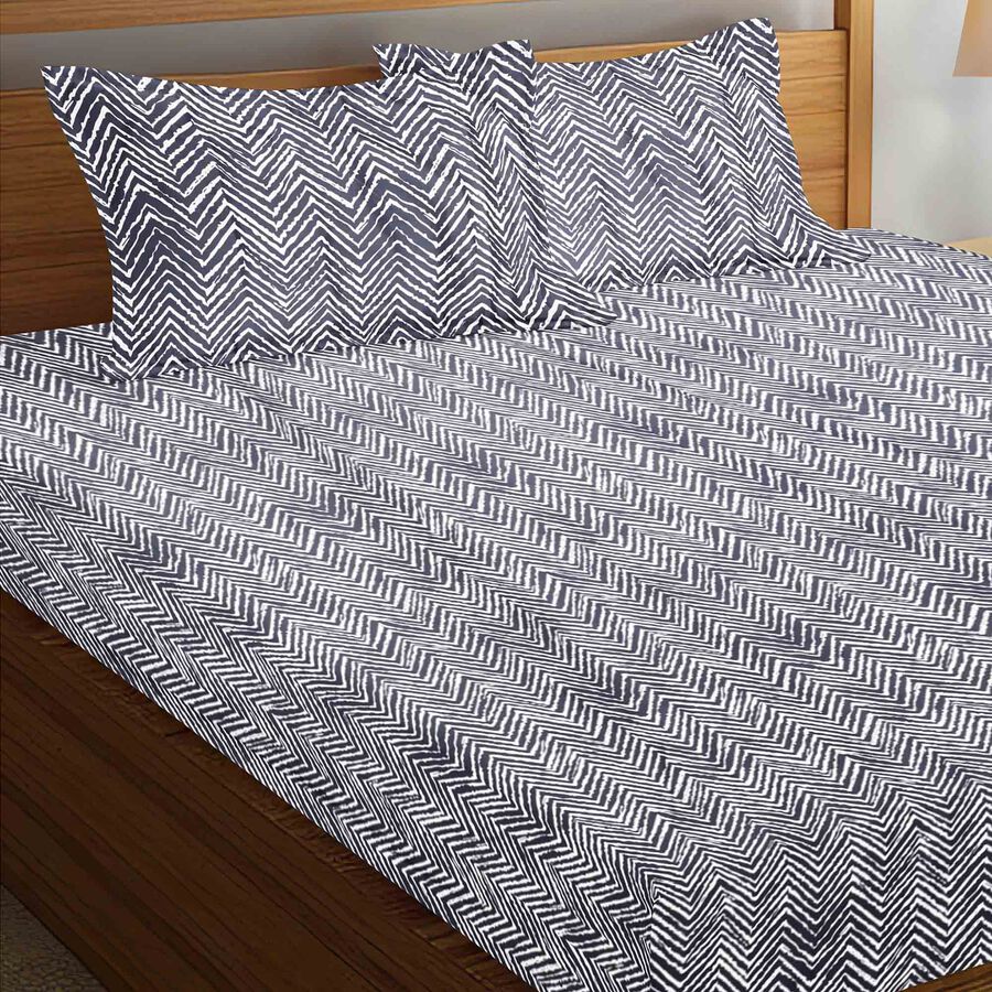 135 GSM Dark Grey Microfiber Double Bedsheet With Pillow Cover, , large image number null