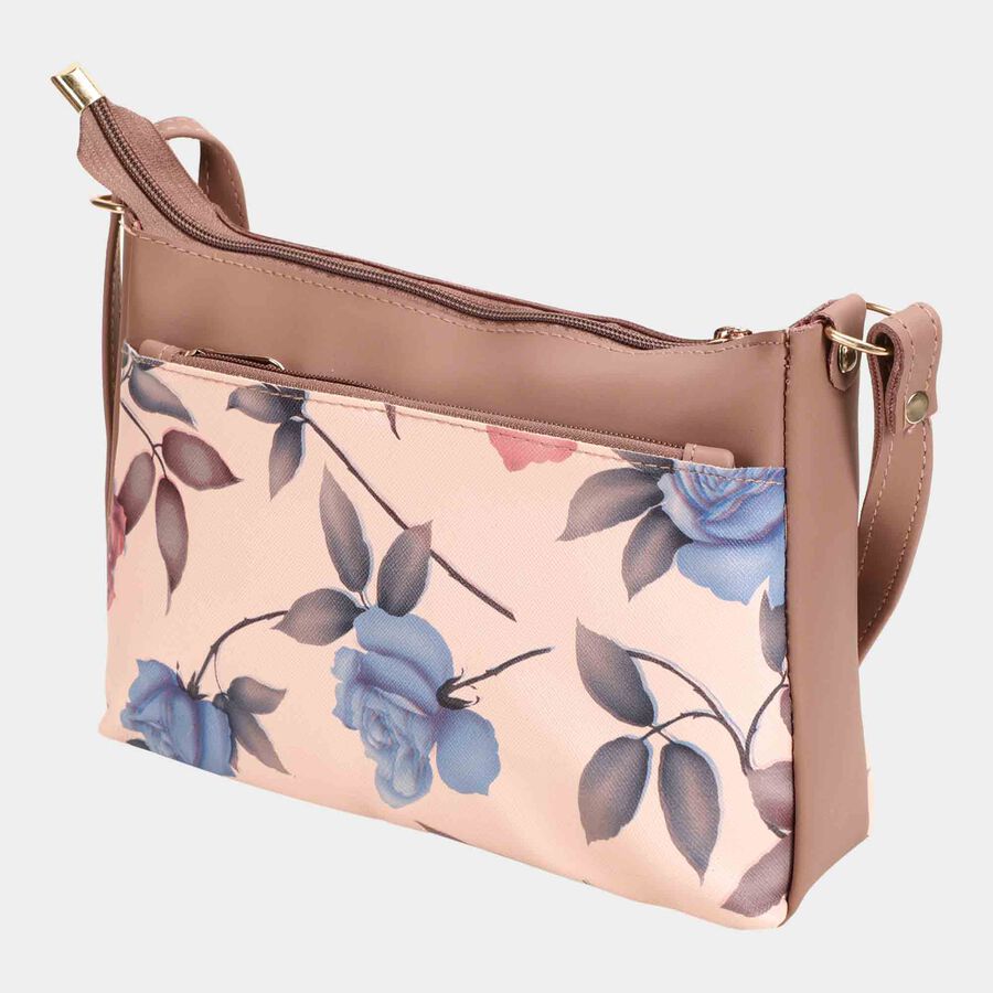 Women's Beige Polyurethane Sling Bag, , large image number null