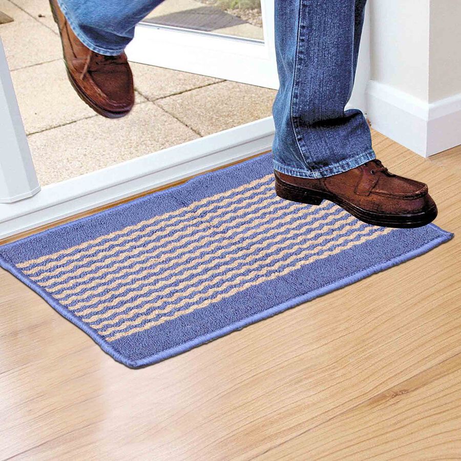 Anti-Skid Blue Polyester Door Mat, , large image number null