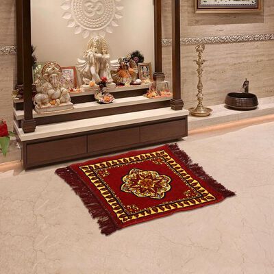 Maroon Polyester Pooja Mat