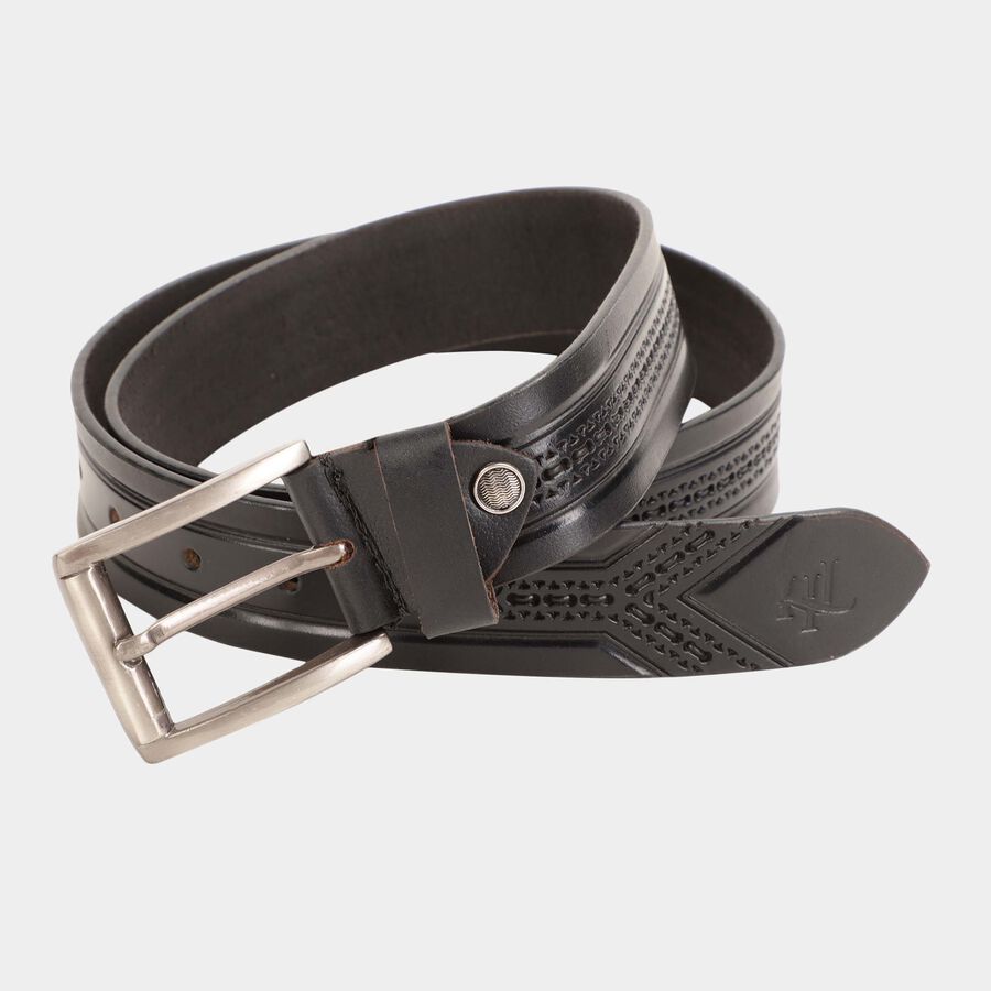 Men's BlackLeather Casual Belt, , large