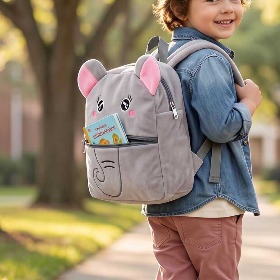 Kid's Soft Plush Elephant Backpack, , large