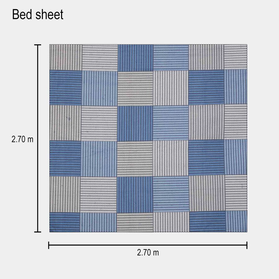 Blue Microfiber Double Bedsheet with Pillow Cover, , large