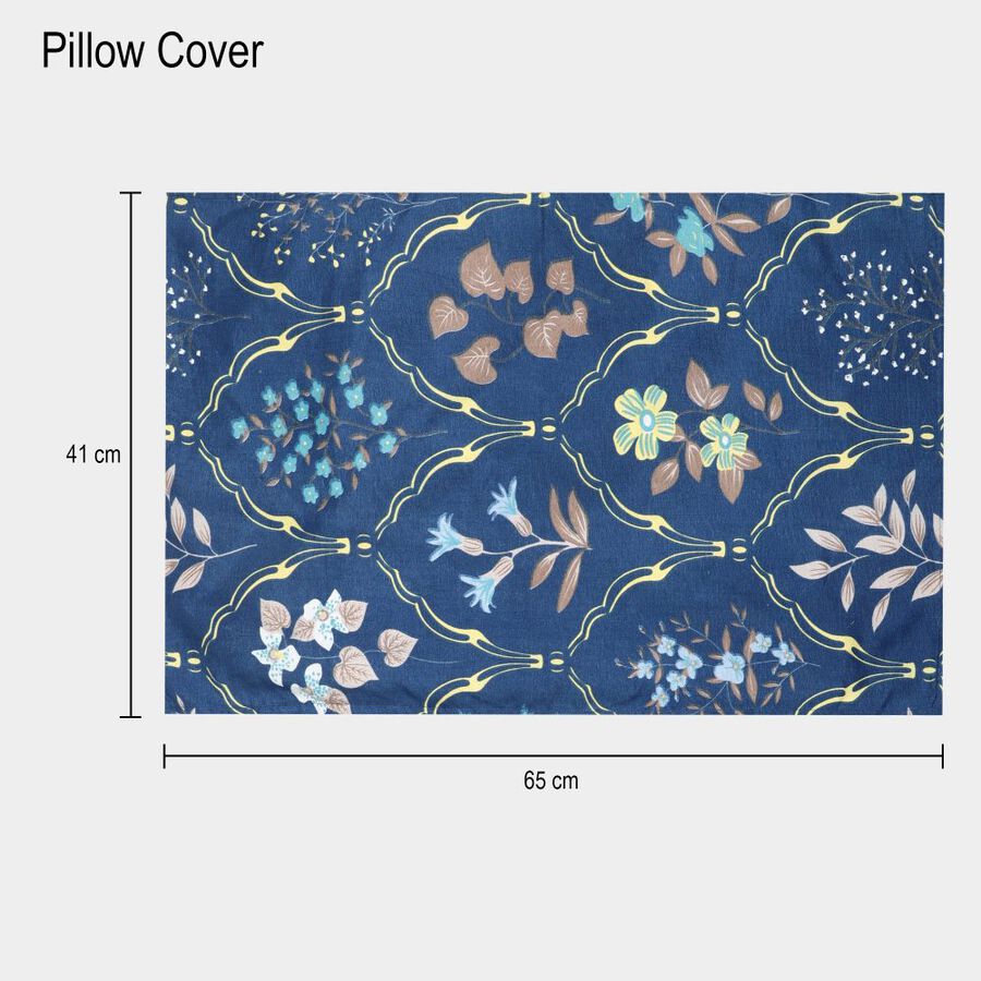 Blue Microfiber Double Bedsheet with Pillow Cover, , large