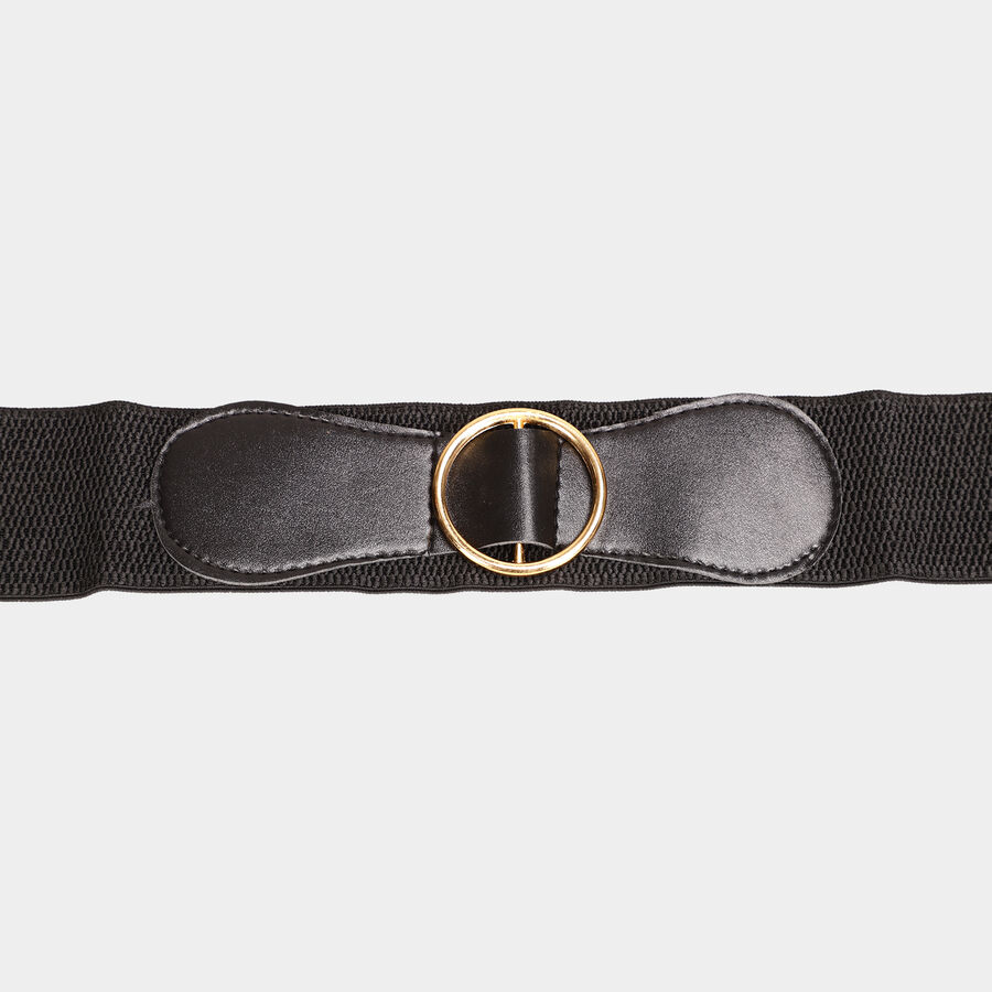 Women's Black Polyurethane Belt, , large image number null