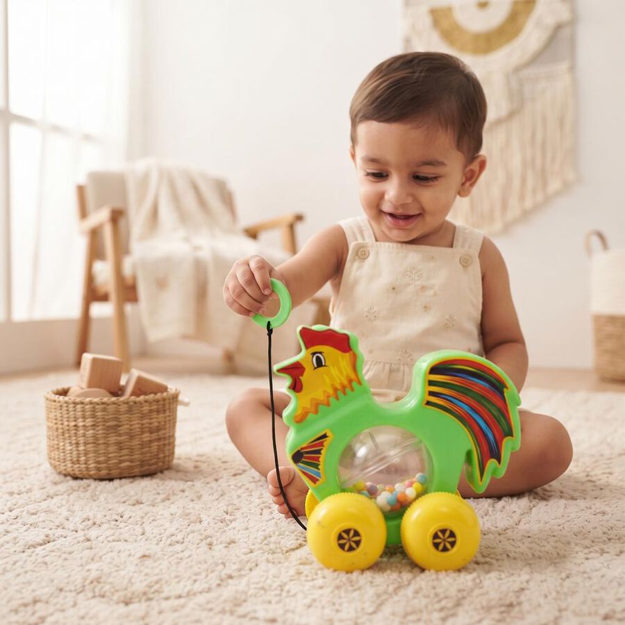 Kid's Green Plastic Pull Along Toy, , large