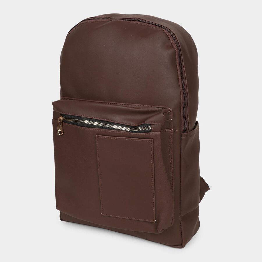 Women's Brown Polyurethane Backpack, , large image number null
