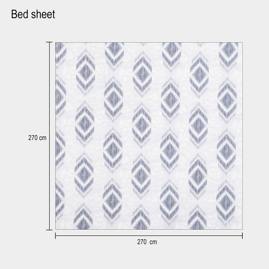 Grey Cotton Blend Double Bedsheet With Pillow Cover, , large image number null