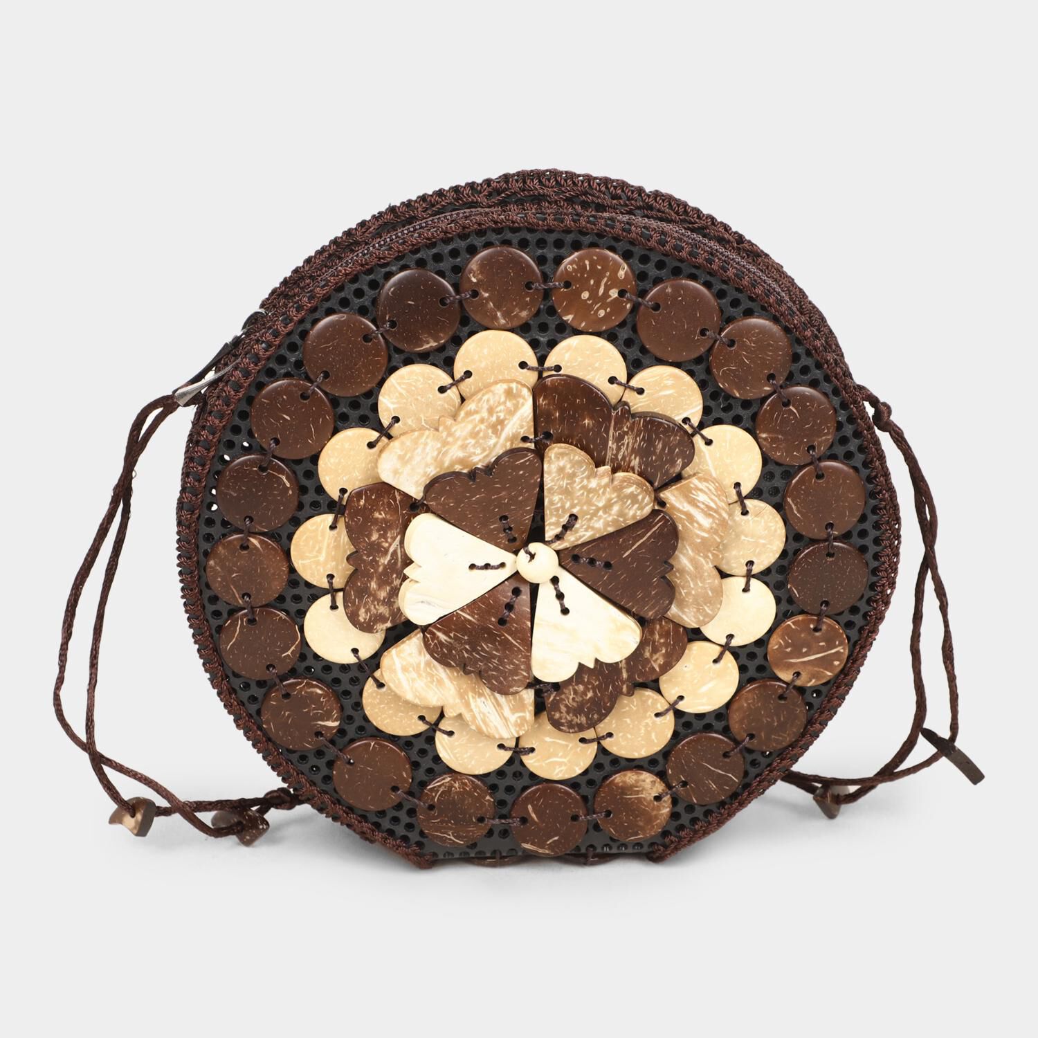 Lucky Charm                         Women's Brown Coconut Shell Sling Bag
