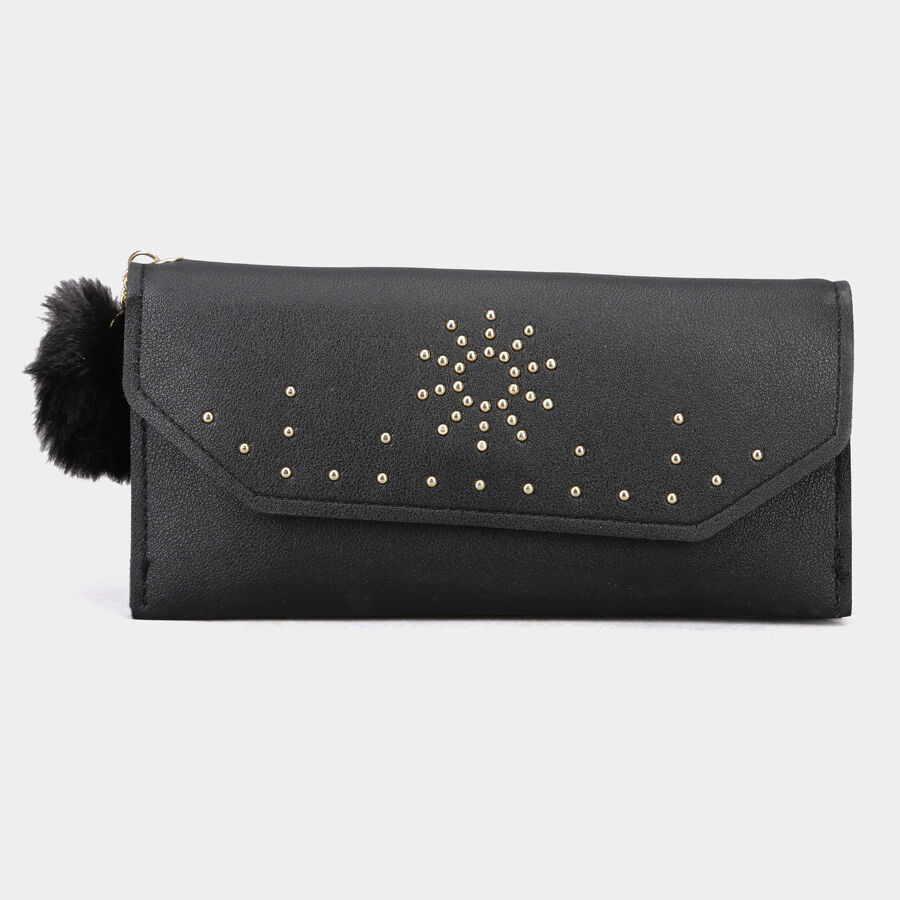 Women's Black Polyurethane Hand Pouch, , large image number null