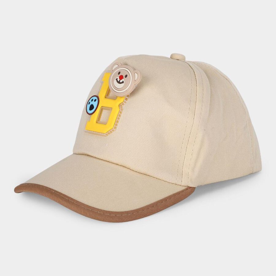 Kid's Beige Fabric Cap, , large