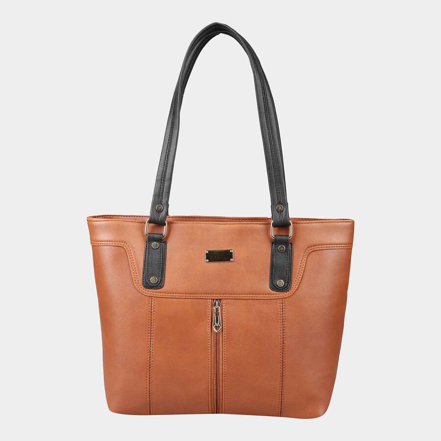 Women's Tan Polyurethane Tote Bag, , large image number null