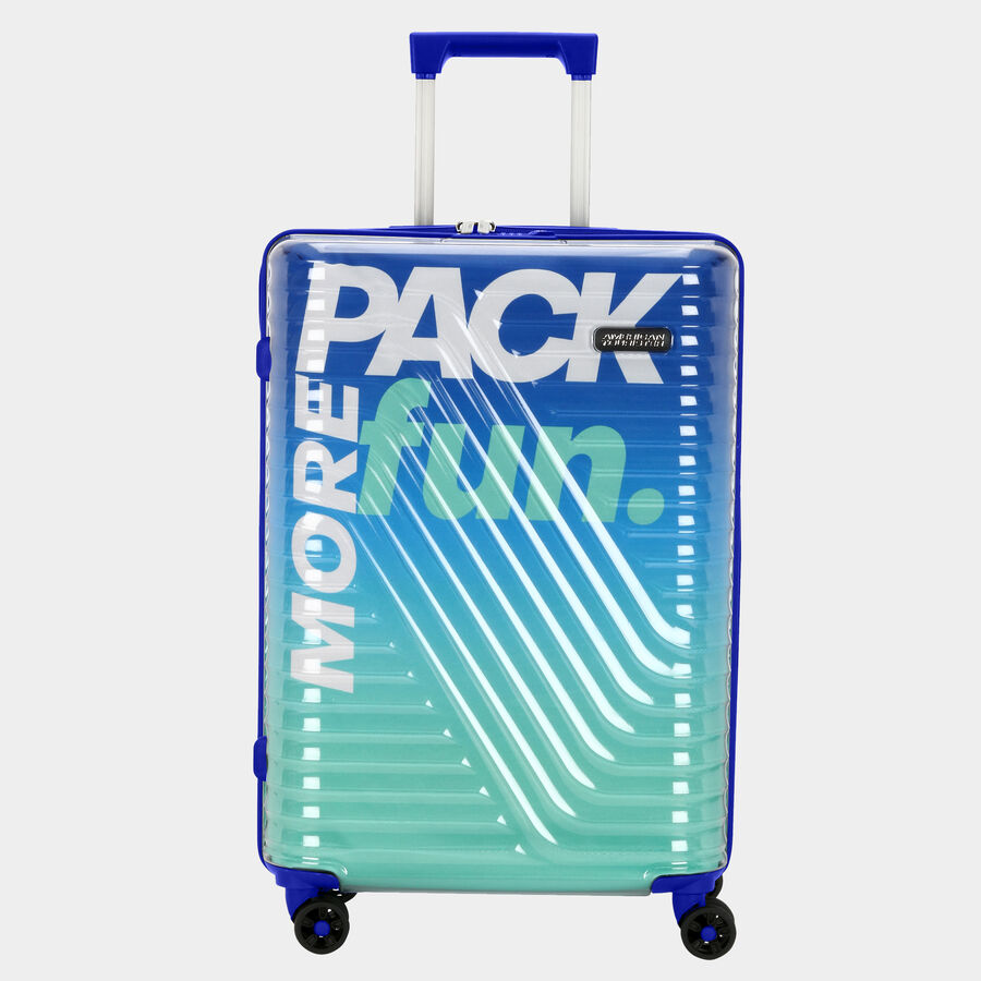 8-Wheel Blue Polycarbonate Hard Case Trolley, Medium, , large image number null