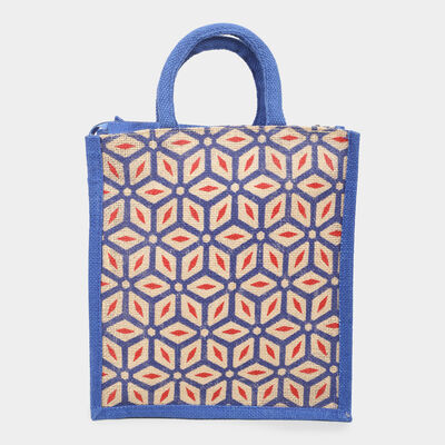 Dark Blue Printed Jute Bag