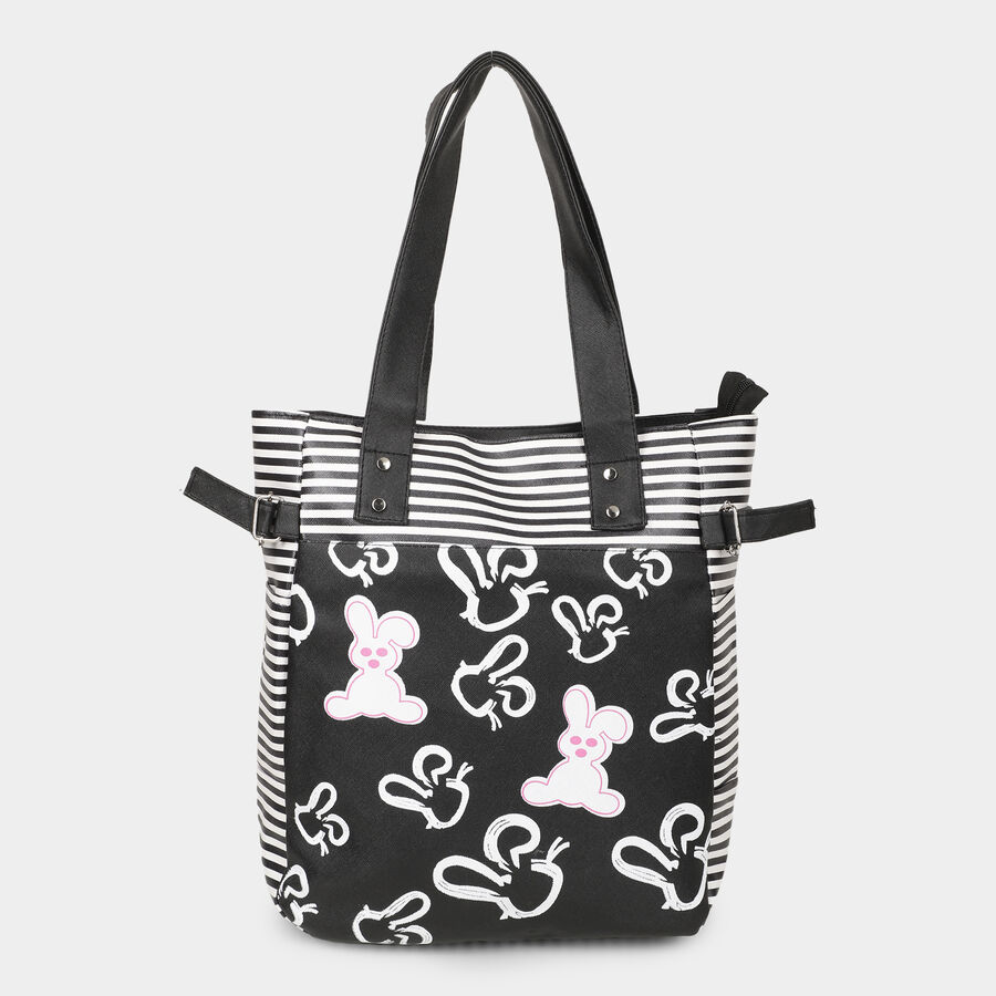 Black Printed Tote Bag, , large image number null