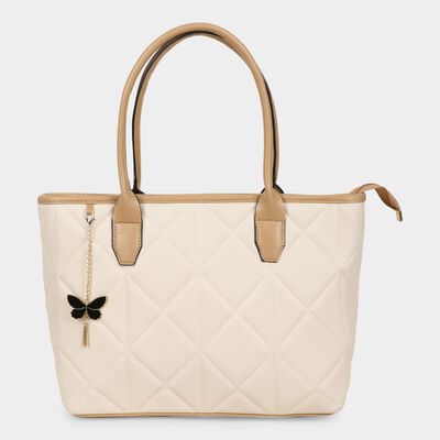 Women's Beige Polyurethane Tote Bag