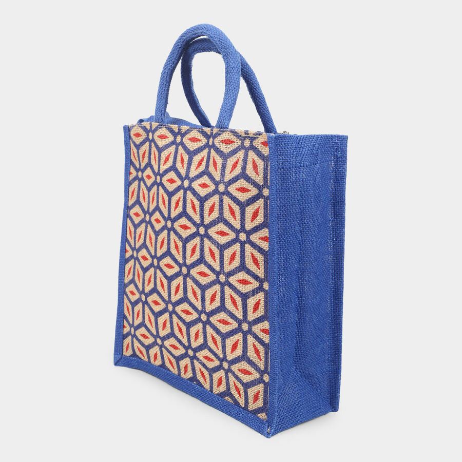 Dark Blue Printed Jute Bag, , large image number null