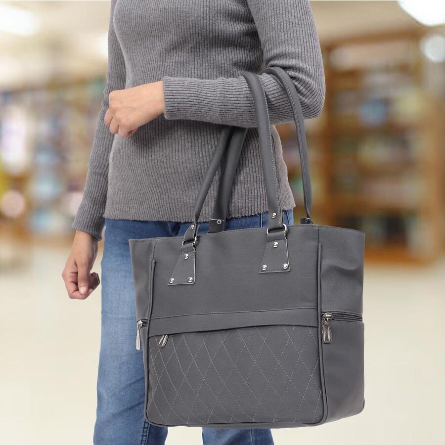Women's Grey Polyurethane Hand Bag, , large image number null