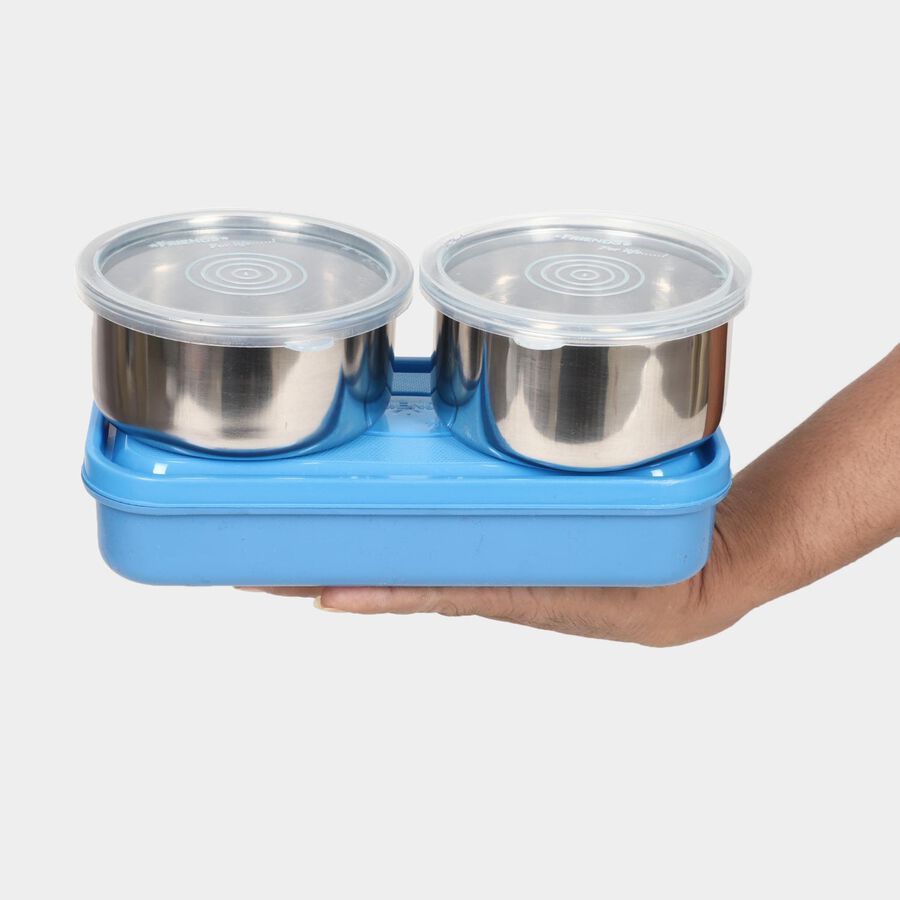 Plastic &Steel Lunch Box 3 Containers With Bag, , large image number null