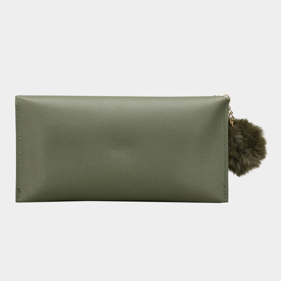 Women's Olive Polyurethane Hand Pouch, , large image number null