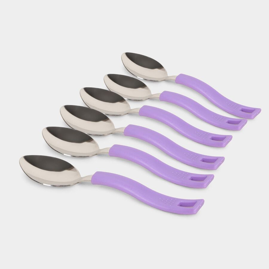 6 Pcs. Steel Dessert Spoon, , large image number null