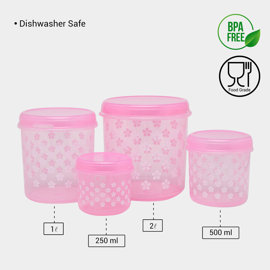 Air-Tight Plastic Container, Set of 4 - 250 ml | 500 ml | 1 L | 2 L, , large image number null
