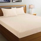 Beige Microfiber Double Bedsheet with Pillow Cover, , small