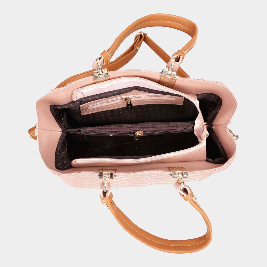 Women's Peach Polyurethane Tote Bag, , large image number null