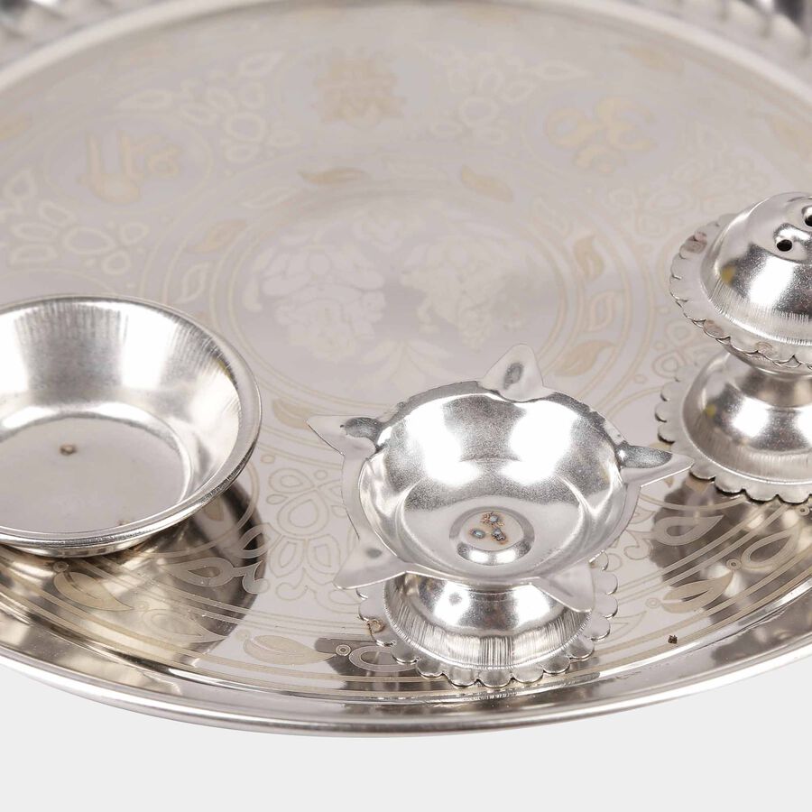Stainless Steel Laser Design Pooja Plate (Thali) - 20Cm, , large image number null
