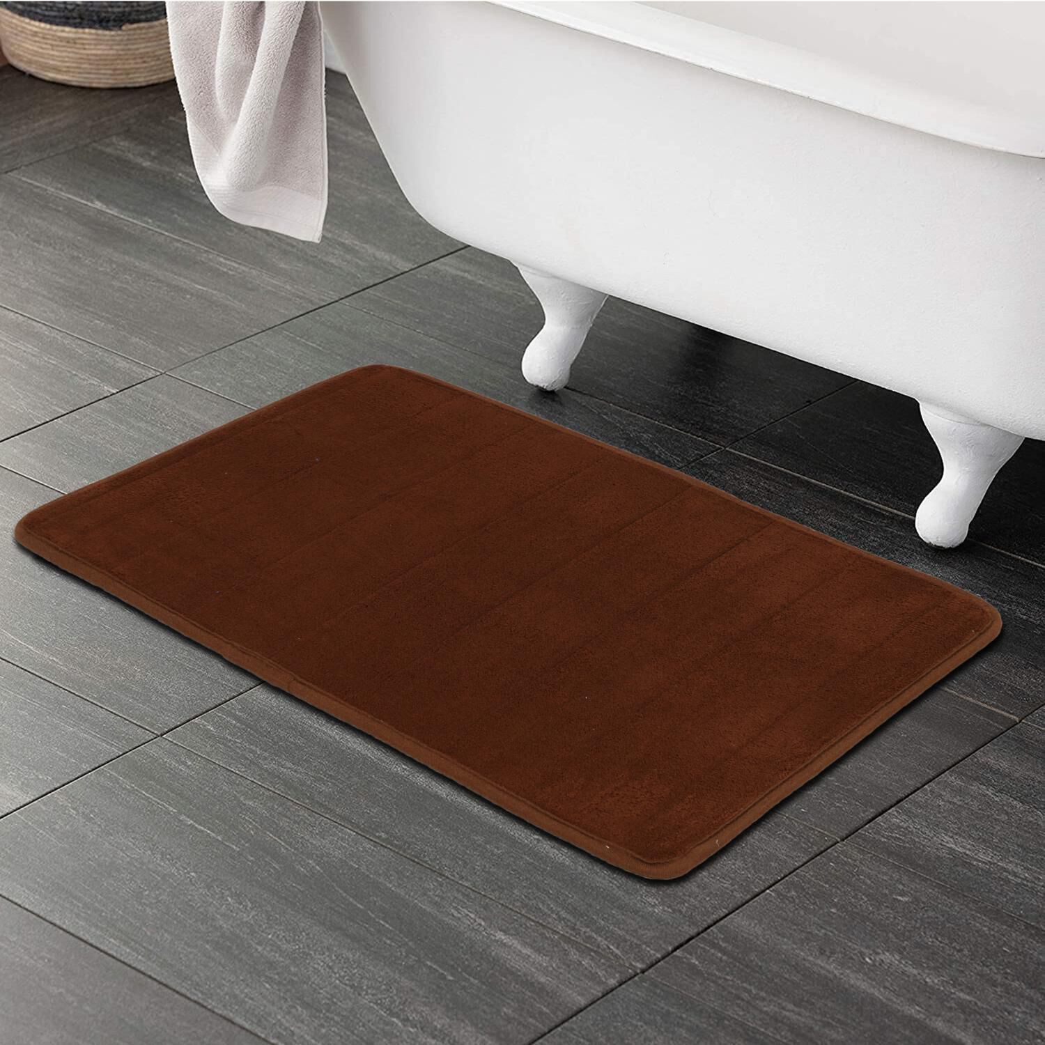 Home Beautiful                         Anti-Skid Brown Polyester Bath Mat