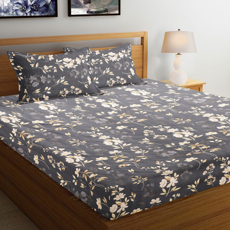 120 GSM Blue Microfiber Double Bedsheet, , large image number null