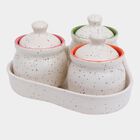 Stoneware Pickle Set - 3 Containers With Lid, 1 Tray, , small image number null