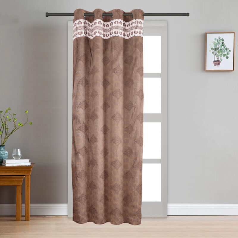 Home Beautiful                         7ft. Rich Chocolate Brown Embossed Eyelet Window Curtains