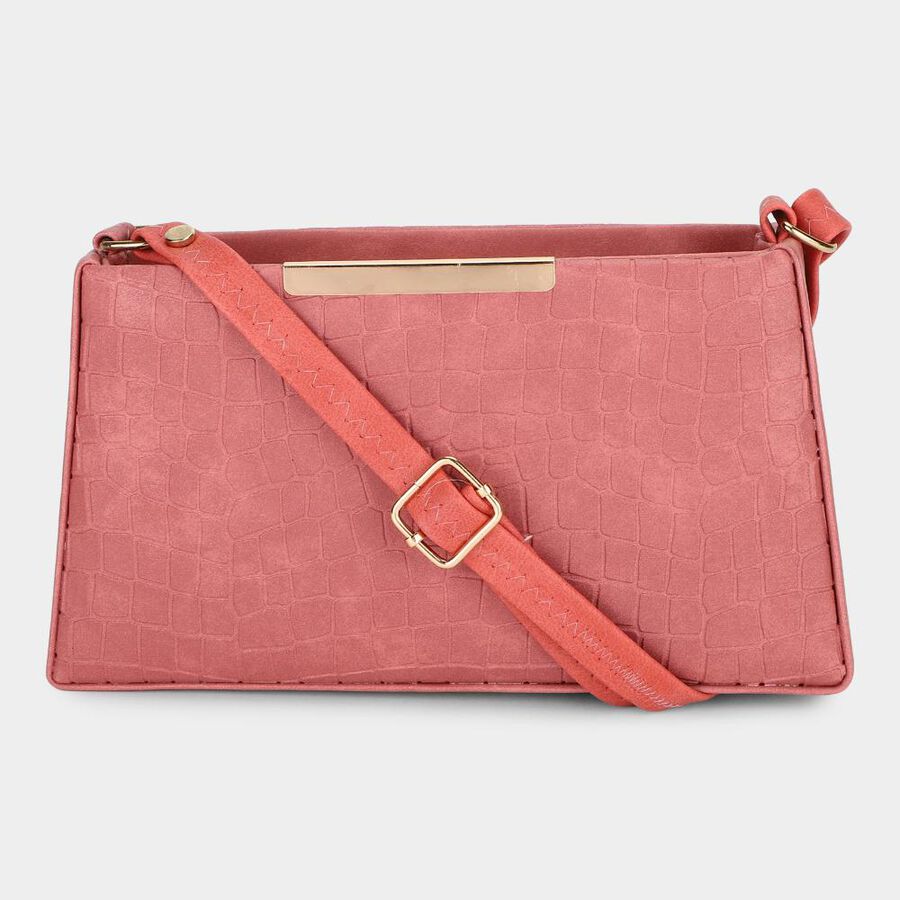 Women's Pink Polyurethane Bag, , large