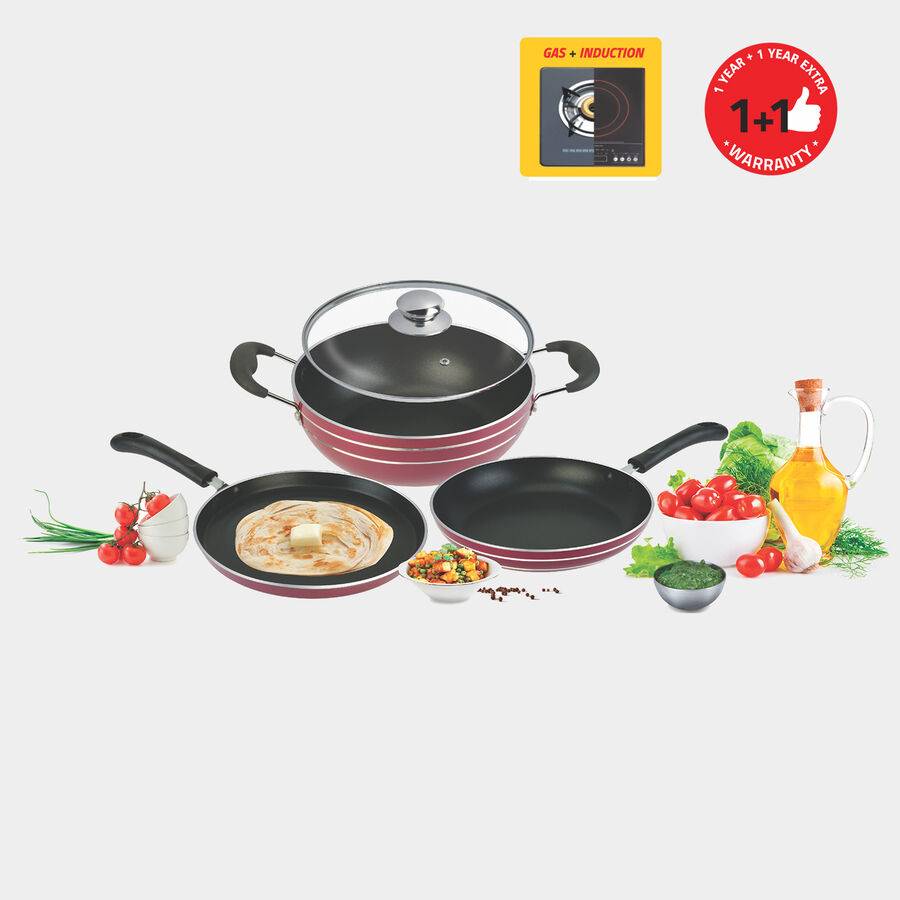 Aluminium Cookware Set - Kadhai, Fry pan & Tawa, , large image number null