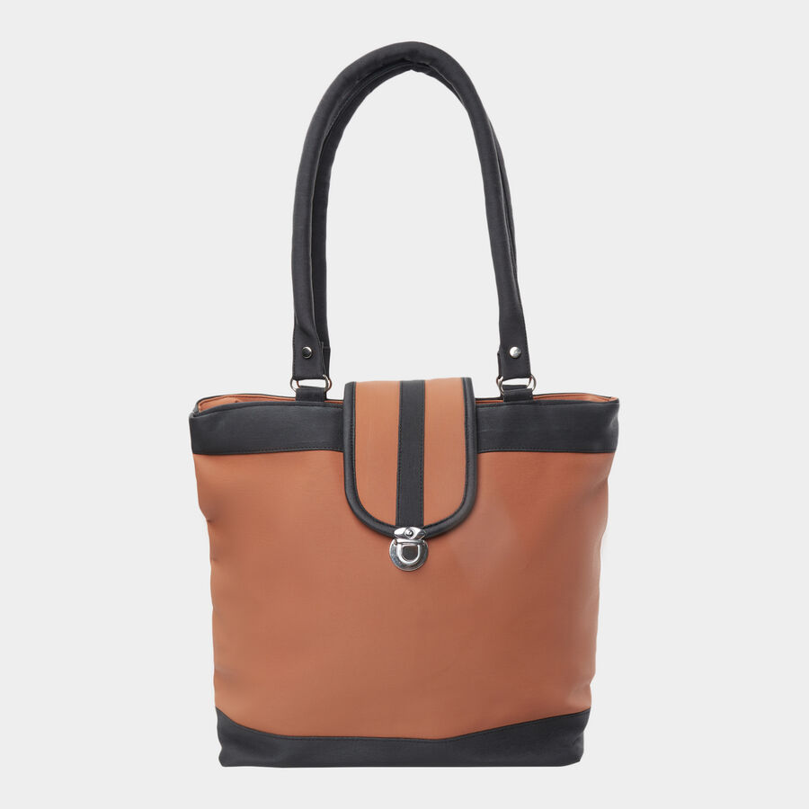 Women's Tan Polyurethane Tote Bag, , large image number null