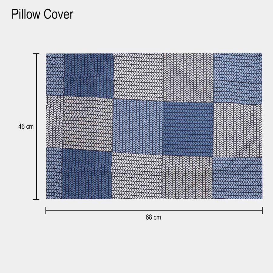 Blue Microfiber Double Bedsheet with Pillow Cover, , large