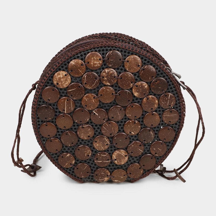 Women's Brown Coconut Shell Sling Bag, , large image number null