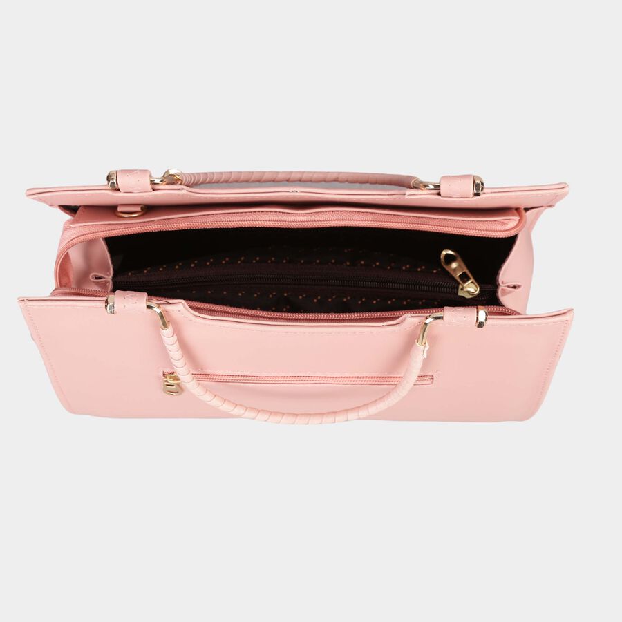 Women's Peach Polyurethane Tote Bag, , large image number null