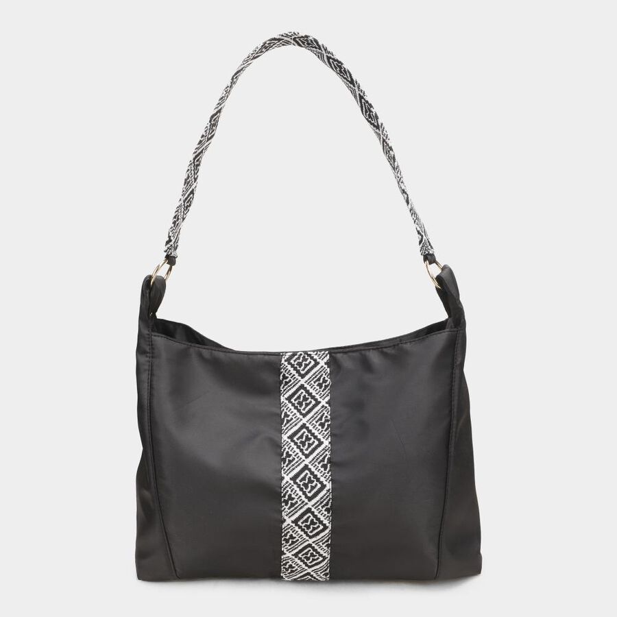 Women's Black Polyurethane Hand Bag, , large