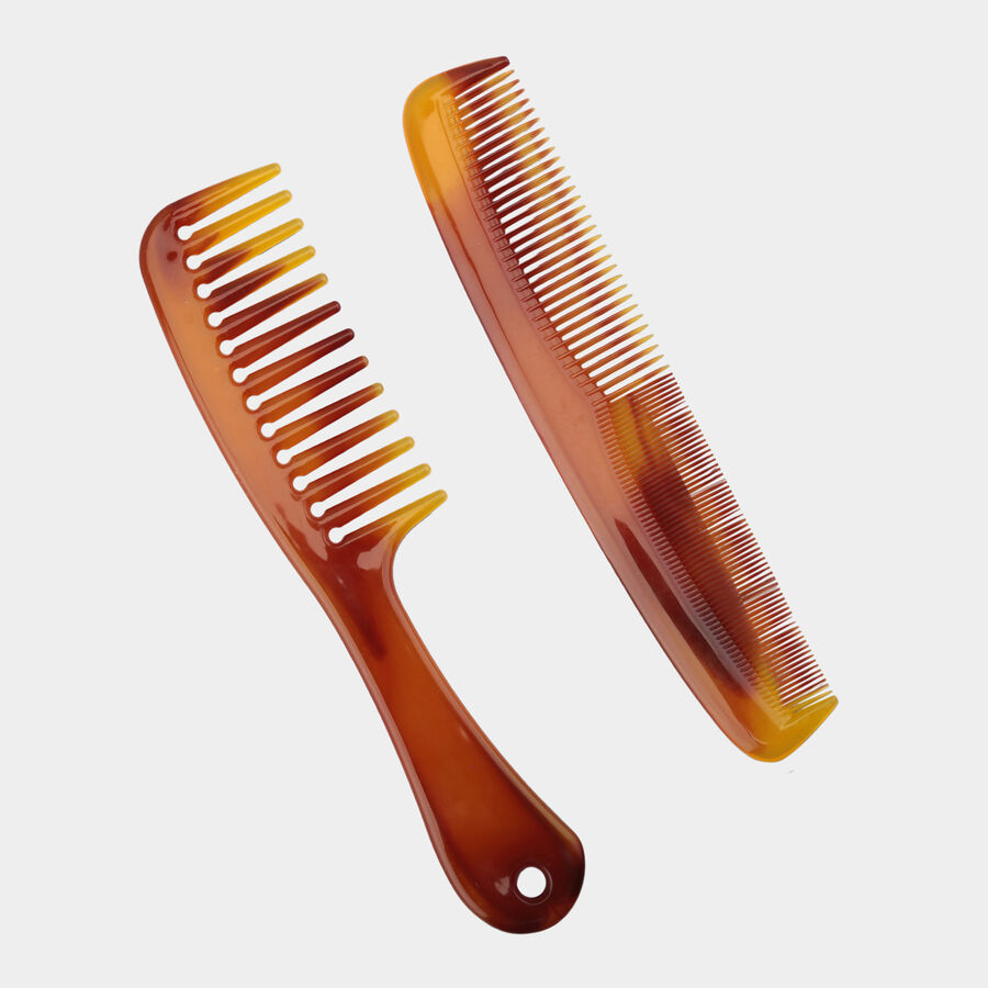 Plastic Hair Comb, Set of 2 - Colour/Design May Vary, , large image number null