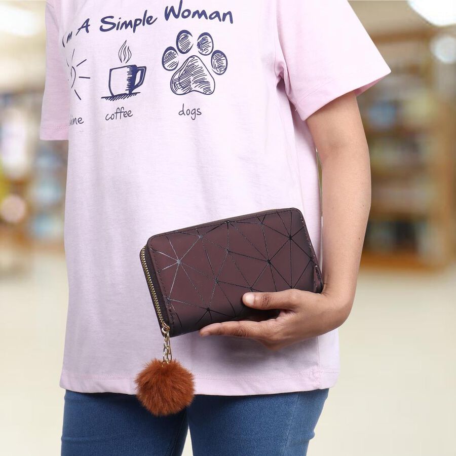Women's Brown Polyurethane Long Wallet, , large image number null