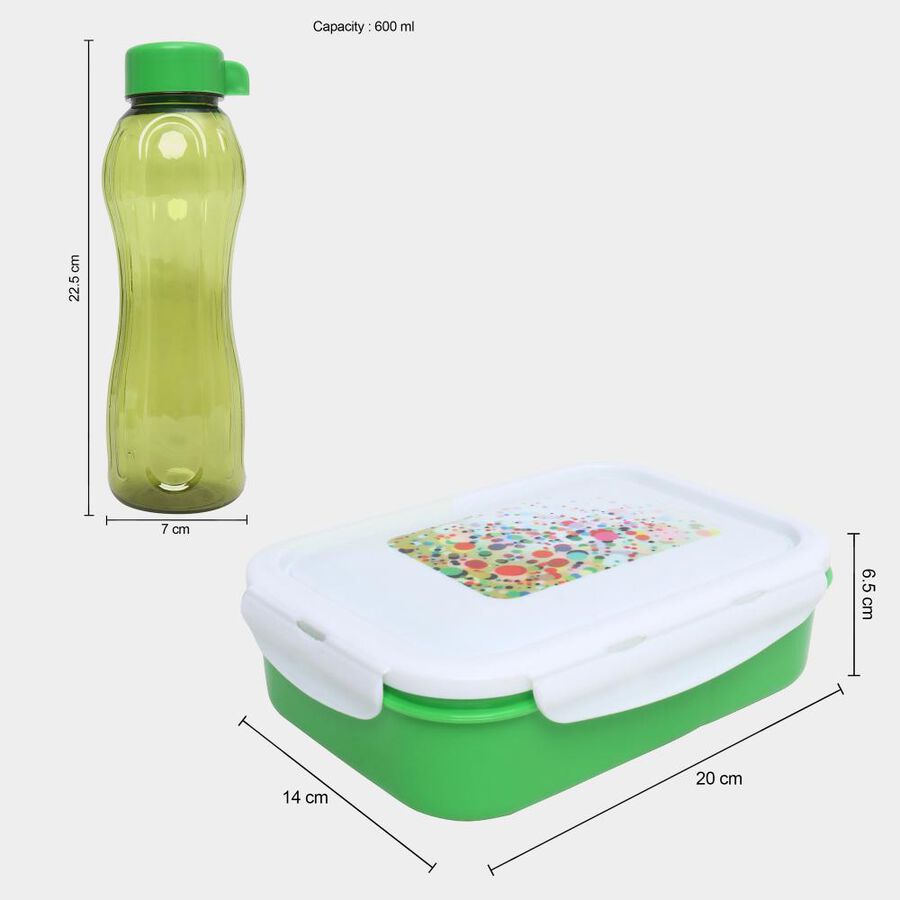 प्लास्टिक लंच बॉक्स और बोतल कॉम्बो, , large image number null