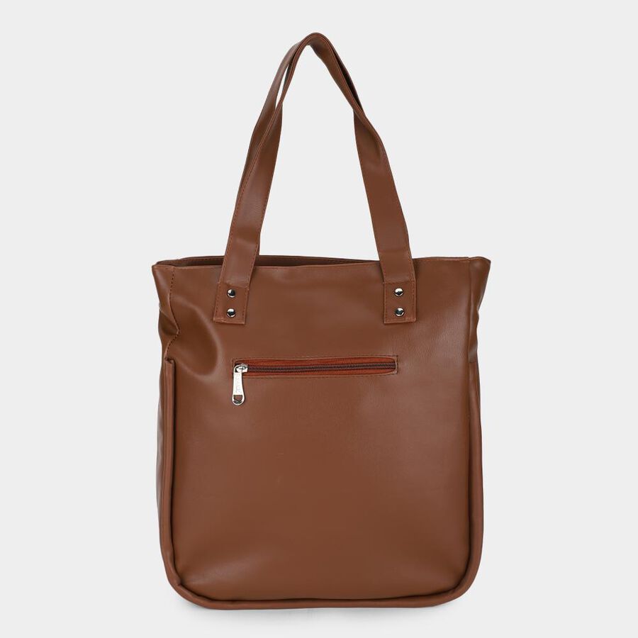 Tan PU Shopping Bag, , large