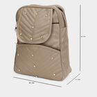 Women's Beige Polyurethane Backpack, , small