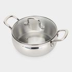  3Ply Cook & Serve with Glass lid, 3L capacity, 20cm diameter, SS304 Inner Food-grade stainless steel layer, Gas + Induction compatible, , small