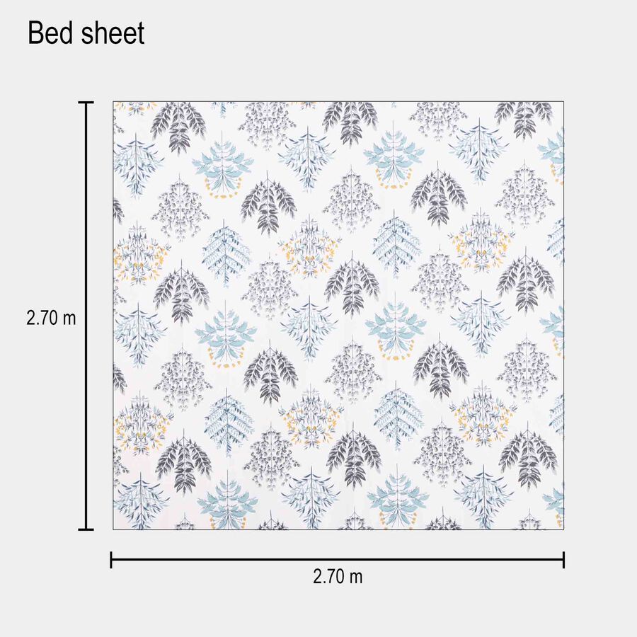 White Microfiber Double Bedsheet with Pillow Cover, , large