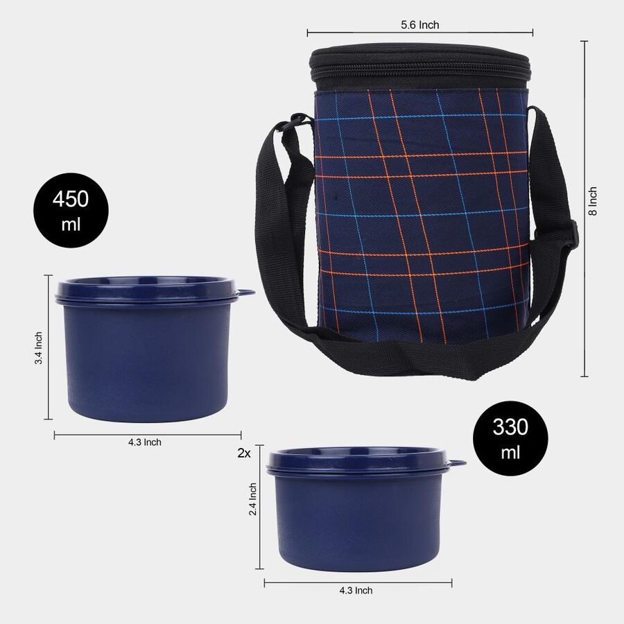 Steel Lunch Box, 3 Containers and 1 Bag, , large image number null