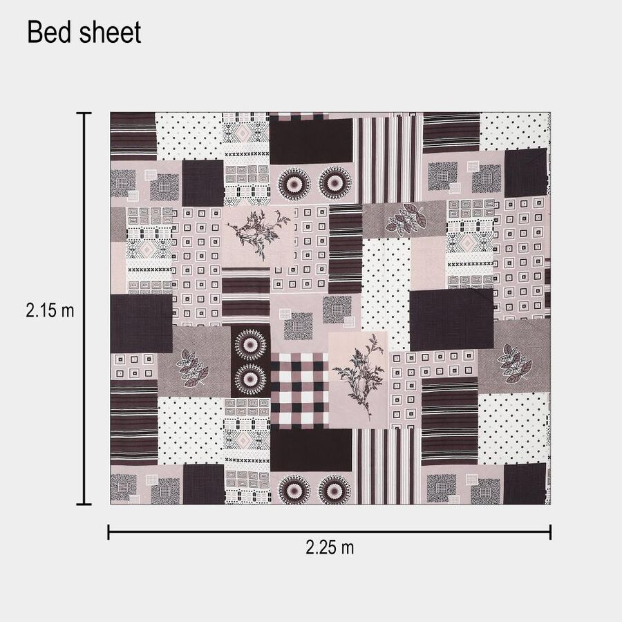 Brown Microfiber Double Bedsheet with Pillow Cover, , large